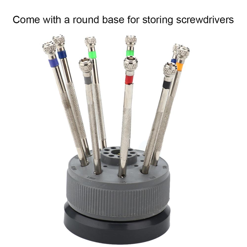 9pcs Spare Heads Precision Screwdriver Kit Round Base Flat Slotted Screwdriver Professional Repair