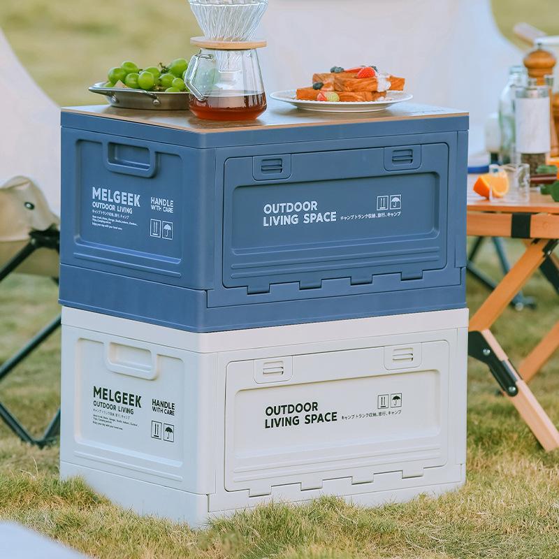 Outdoor Storage Box Camping Folding Box Camping Storage Box Car Trunk Wooden Lid Industrial Wind Storage Box