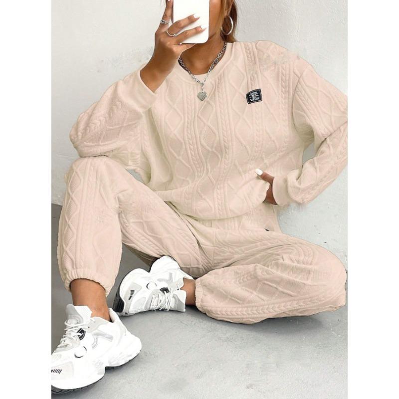 JKASHDK Dámská móda Ležérní Jaro Podzim Jednobarevný potisk Dlouhý rukáv Kalhoty s výstřihem do O Kalhoty Obleky