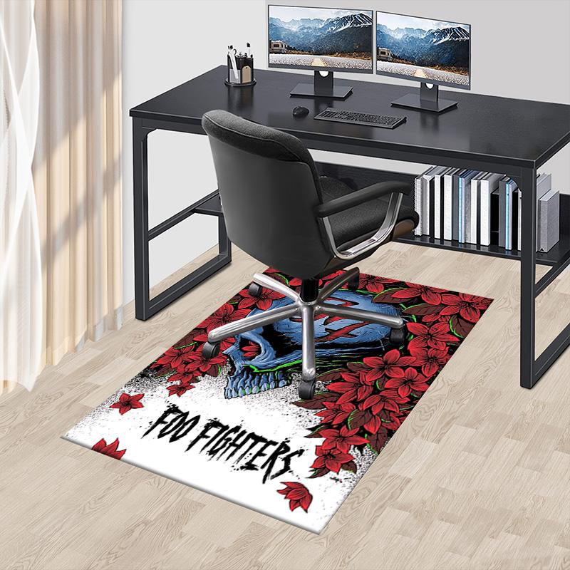 Foo Fighters Floral Skull Design Carpet For Playroom Bedroom Living Room Sofa Home Decorkids Game Area Rug Nonslip Floor Mat
