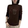 Thickened Warm Semi-turtleneck Bottoming Shirt for Women's Autumn and Winter New Slim-fitting Long-sleeved Solid-color Middle-aged Top for Women