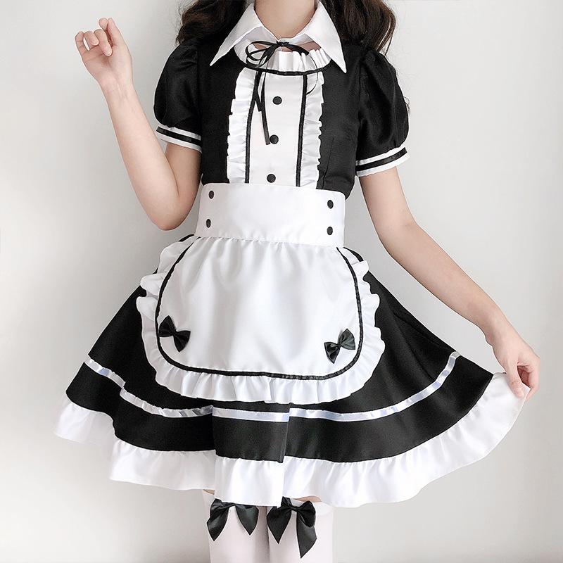 Japanese black and white maid outfit, cat costume, girl's maid dress, plus size cos Cute and classic lolita Dress