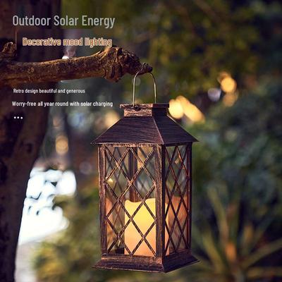 Outdoor Retro Solar Candle Lantern for Garden and Lawn