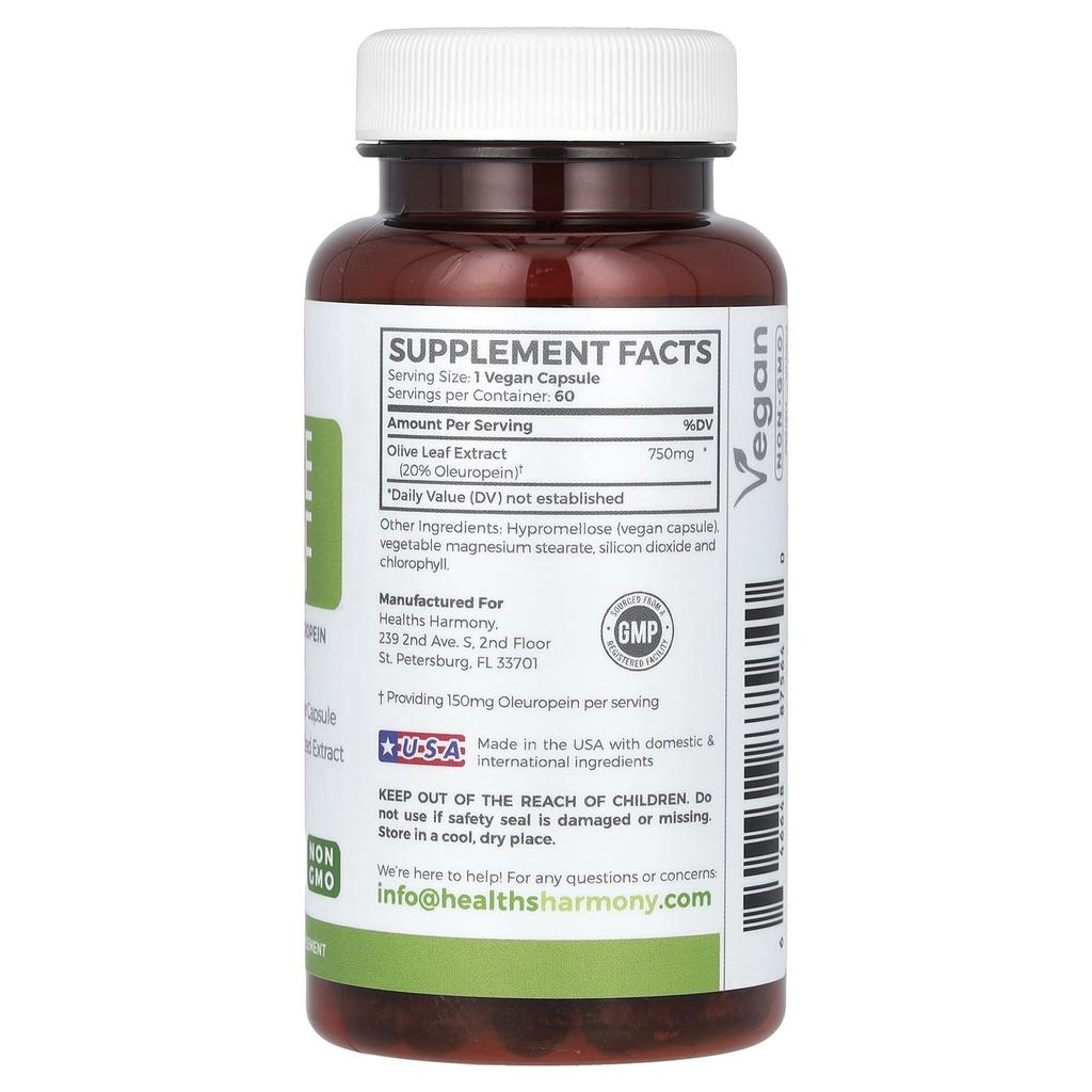 Olive Leaf, 750Mg, 60 Capsules