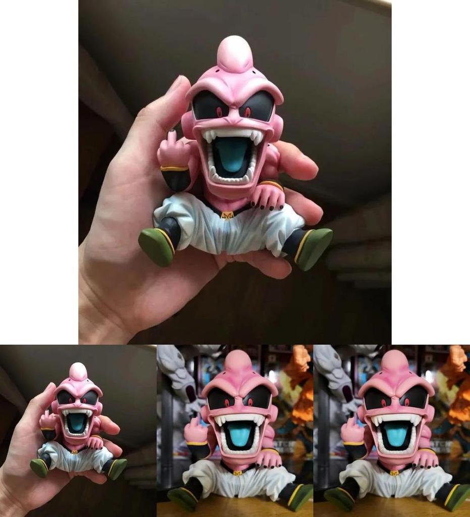 Design Intemporel Dragon Ball Z Super Saiyan Kid Buu Doigt d'Honneur Vertical Figurine en PVC