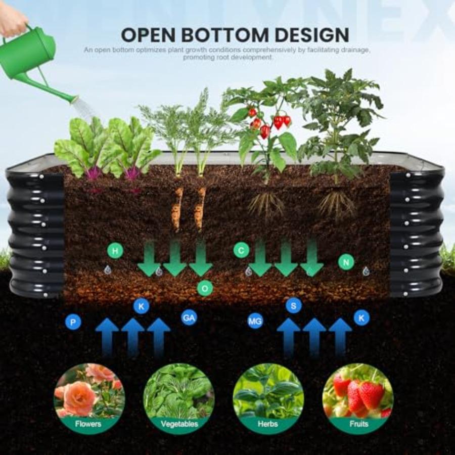 5×3×1.4FT Galvanized Raised Garden Bed Outdoor Metal Raised Garden Bed Kit Large Planter Raised Beds 4 In1 Modular Raised Plant