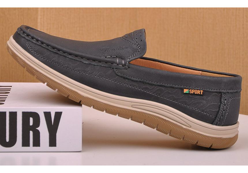 Embossed Genuine Leather Slip-On Driving Shoes: Comfortable & Lightweight