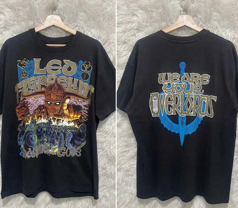

Led Zeppelin Hammer Of The Gods 2 side basic black T shirt reprint Unisex T-Shirt XXXXL