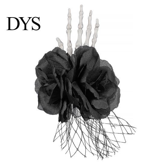 Durable Gothic Wrist Ornament Flower Corsage for Halloween Party, Black Wedding Corsage, Romantic Novelty Party Floral Accessory Day of The Dead Prom,