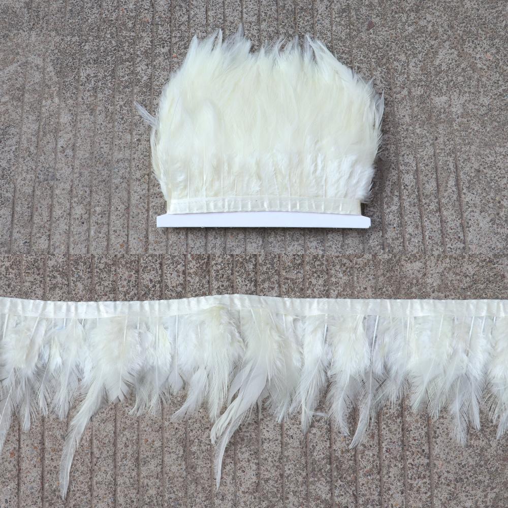 Feather5 10Meters Rooster Feather Trim 8-13CM Colored Chicken Feathers Ribbon  3-5" Saddle Pheasant Feathers Trim Fringe
