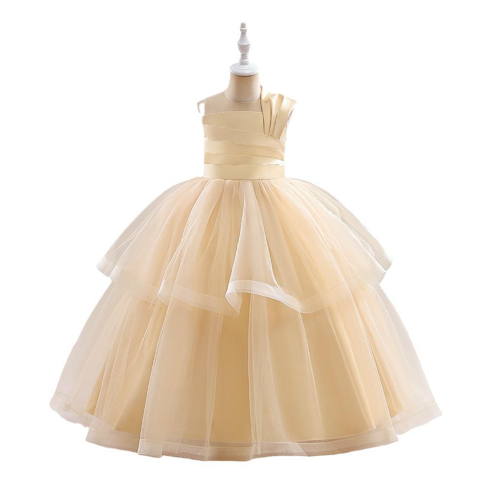 Girls' Princess Mesh Puffy Gown - Kids Long Skirt Performance Costume