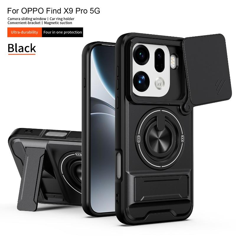 Built-in Magnetic Car Holder Case for Oppo Find X9 Pro Find X 9 X9pro Slide Lens Cemera Protection Cover Shockproof Hard Case