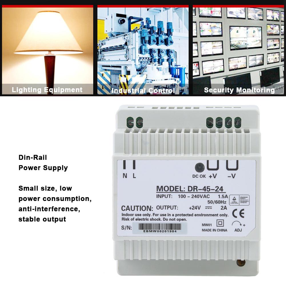 DR 45 24 45W Single Output 24V Din Rail Power Supply AC DC Switching Power Supply