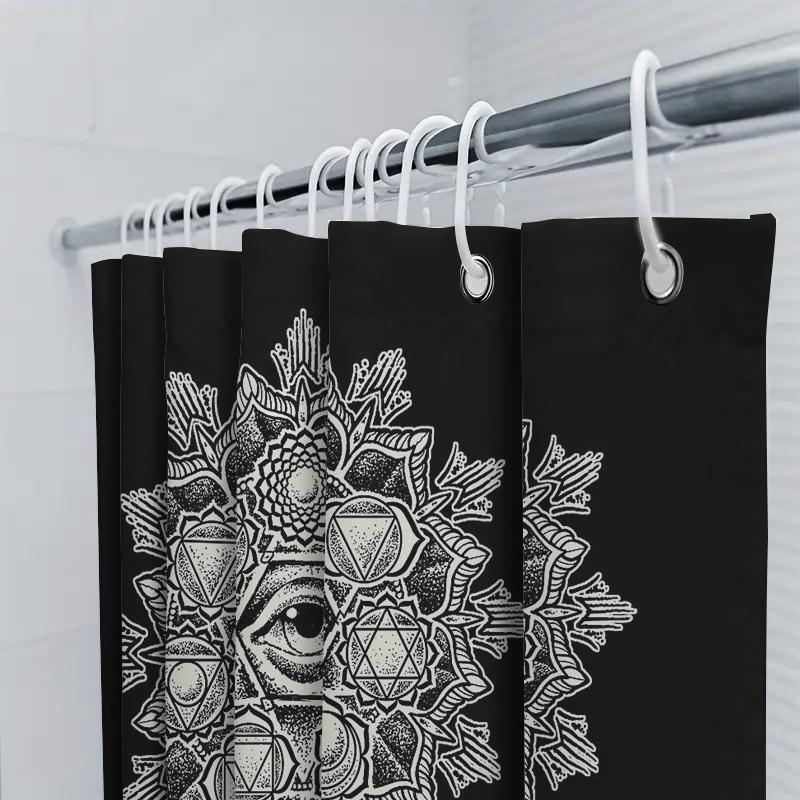 Mystic Mandala Shower Curtain Gothic Home Decor Bohemian Tapestry Wall Hanging Dark Art Spiritual Decor Sacred Geometry Room Div