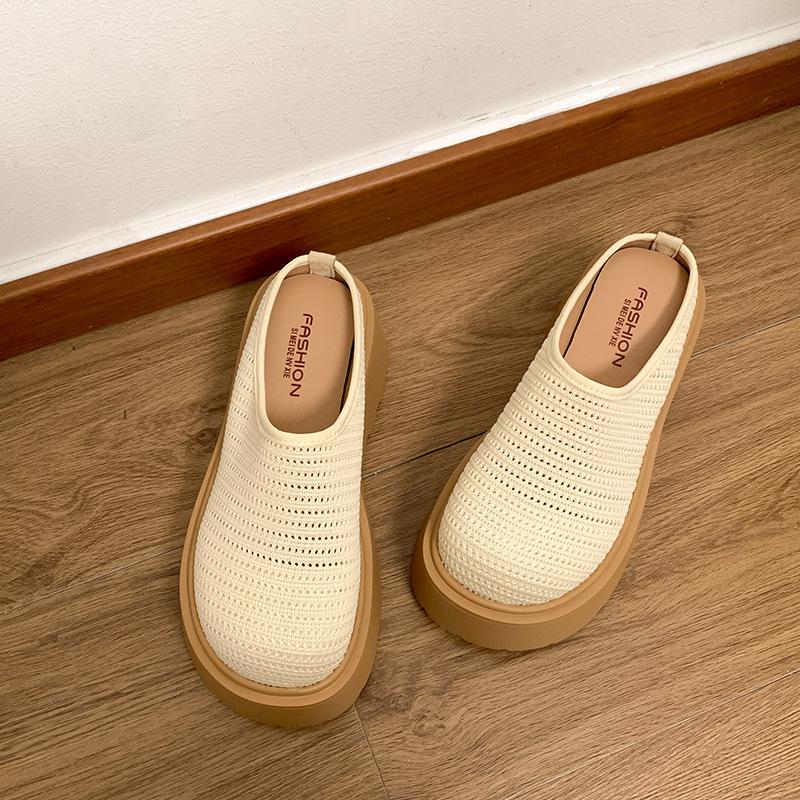 South in the south, white thick-soled bag head slippers, women s summer wear cool slippers 35