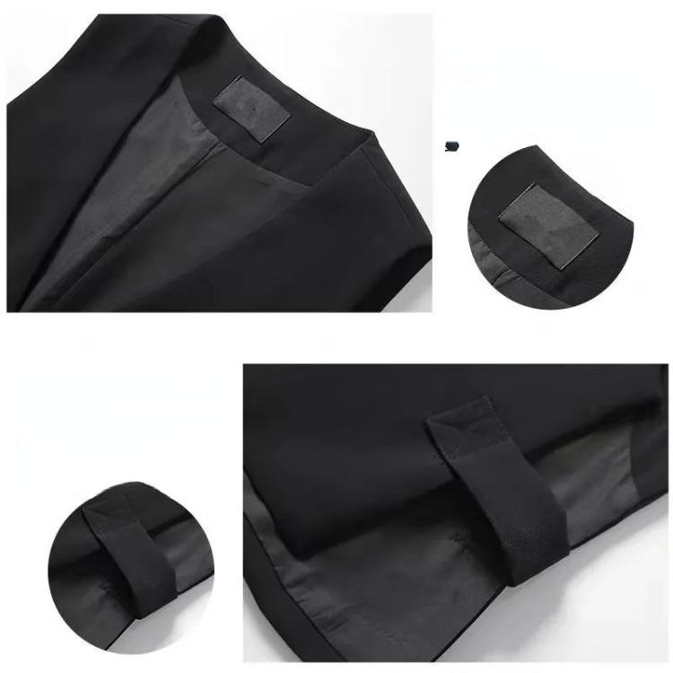 Female Spring and Autumn Short Suit Vest Pure Color Business Simple Button Jacket
