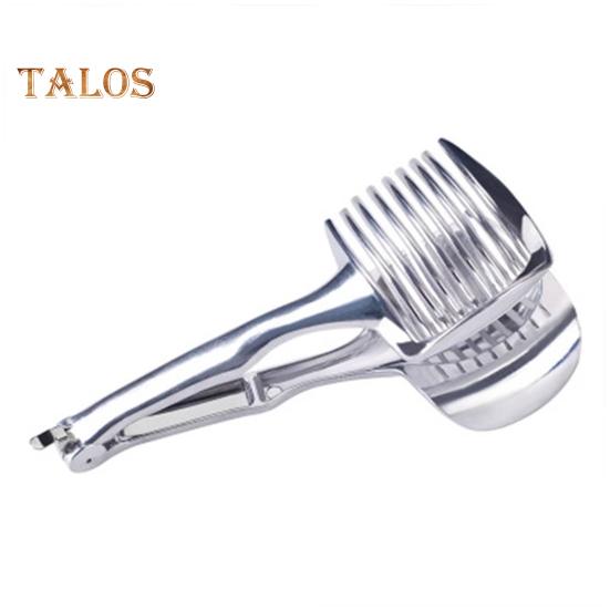 

Овощерезка для томатов, круглый инструмент для нарезки лимонных яиц, портативные круглые щипцы для фруктов, держатель для лука, бытовой кухонный режущий инструмент для апельсинов серебряный