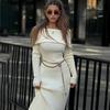 Off Shoulder Casual Dress Knitwear Maxi Dress Female Slim Elegant Fashion Autumn 2025 Ribbed Knit Dress For Women Long Dress