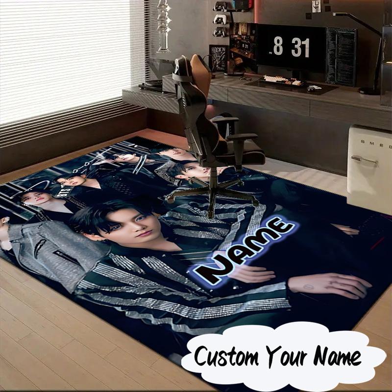 Custom Name K-pop Fashion Carpet, Chair Rug,Area Rug for Office Bedroom living rooms bedroom, Doormat decor Christmas fan gifts
