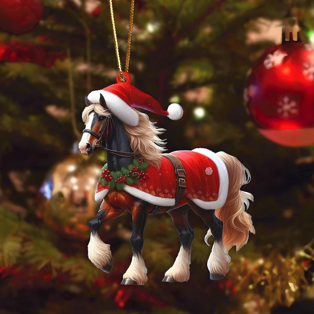 Santa Claus Acrylic 2D Flat Animal World Christmas Day Party Pendant Christmas Tree Decoration Christmas Car Pendants Gifts