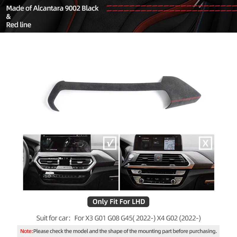 

For BMW X3 G01 G45 X4 G02 iX3 G08 Made of Alcantara Wrap Dashboard Panel Frame Trim Performance Cover Car Interior Accessories Red LHD