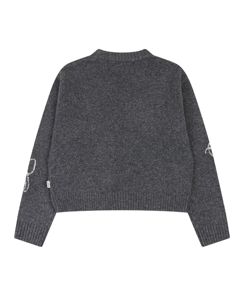 ORDINARY HOLIDAY Lettering Jacquard Pullover [Charcoal]
