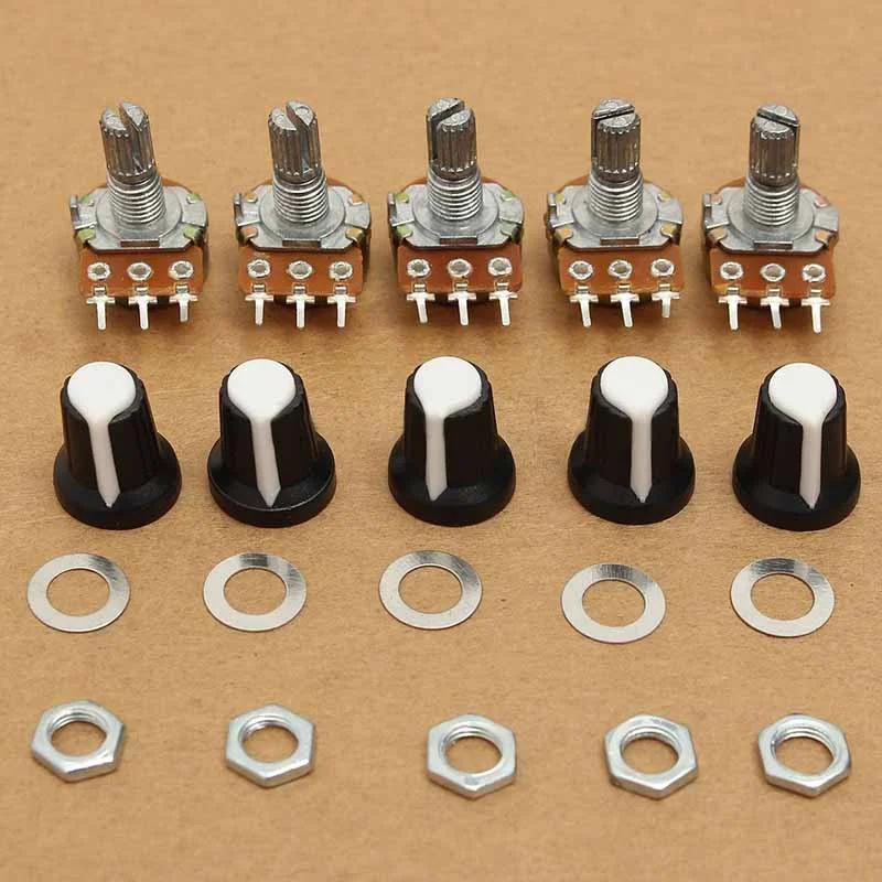 5Pcs WH148 Potentiometer 3Pin 1K 2K 5K 10K 20K 50K 100K 250k 500K 1M Ohm Linear Taper Drehpotentiometer Widerstände