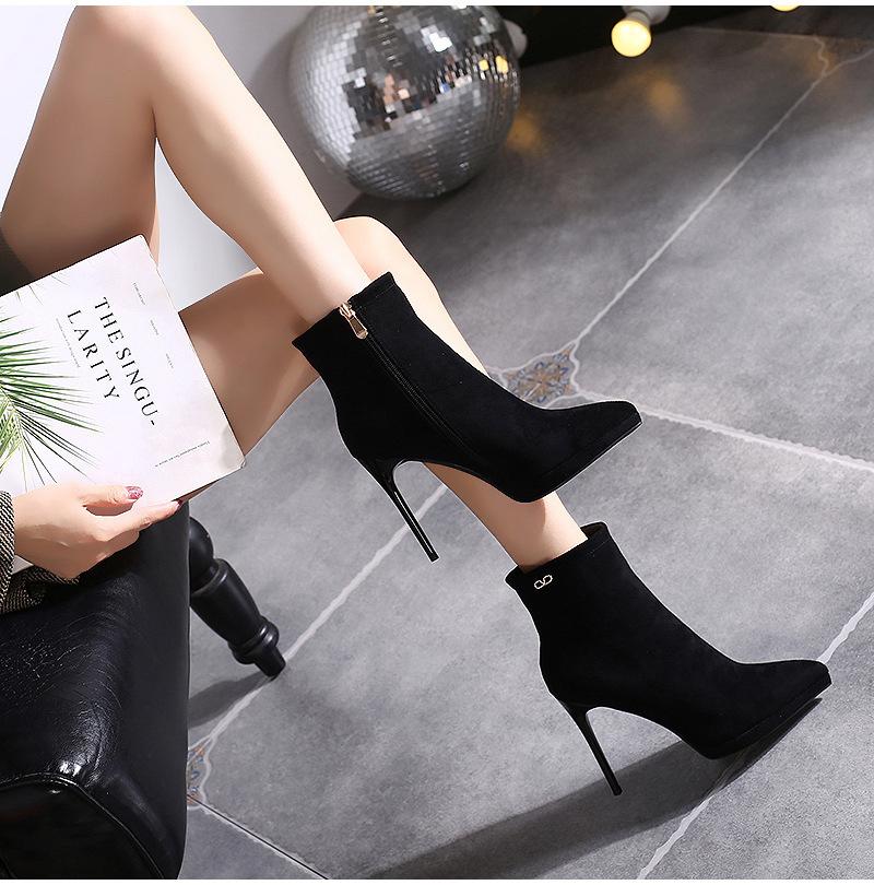 

Thin heel short boots women s 2025 autumn and winter new versatile pointed black thin boots fashion women s boots waterproof table high heels 34