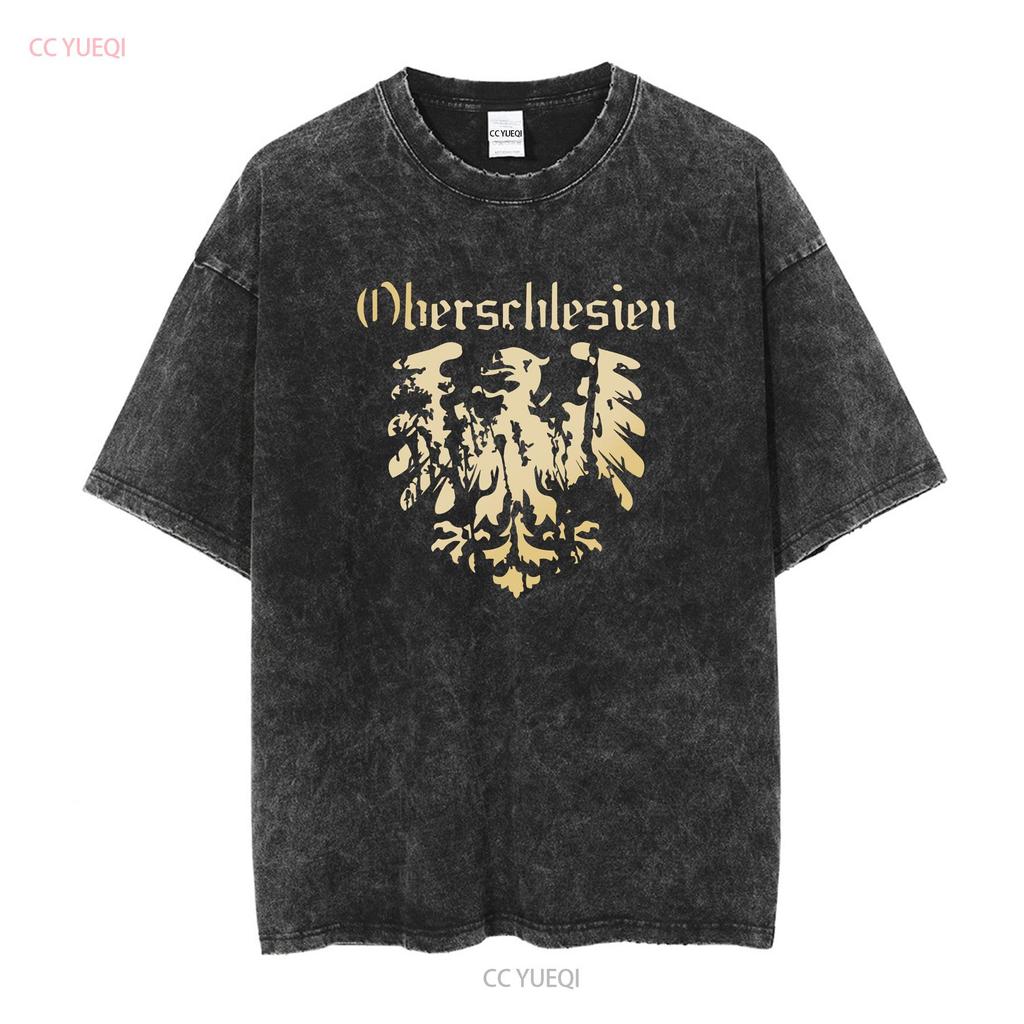 T-shirt Alta Slesia vintage Lavata Casual Versatile Top Per l'Uso Quotidiano Morbido Unisex Elasticizzato Comodo streetwear