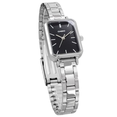 CASIO Casio Standard Cheap Casio Women's Brass Metal Watch, Silver/Black, LTP-V009D-1E