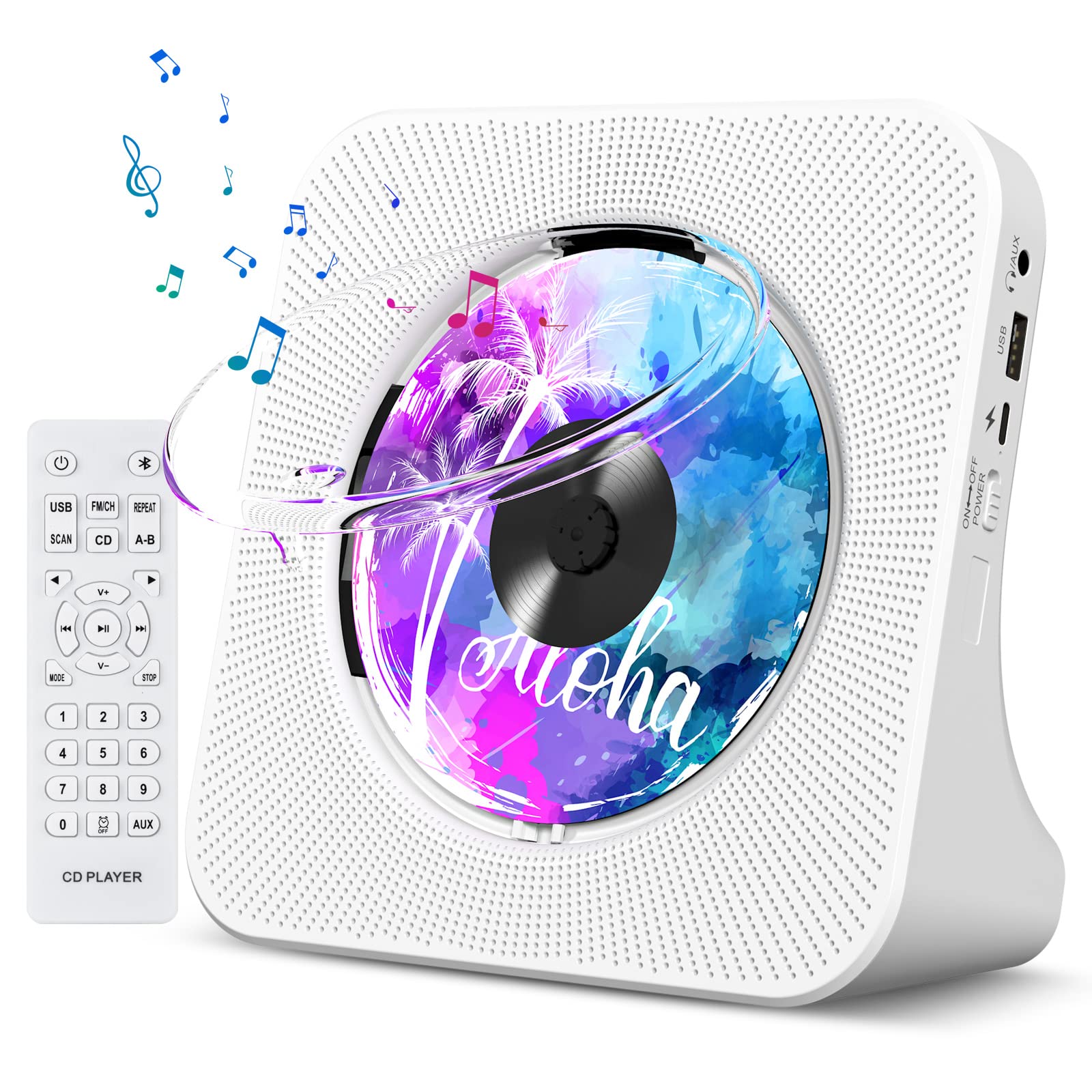 

Fohil CD Tabletop Radio and Cassette Dustproof Transparent Compatible with LED Remote Music PSE Japanese Instruction White Player, Player,