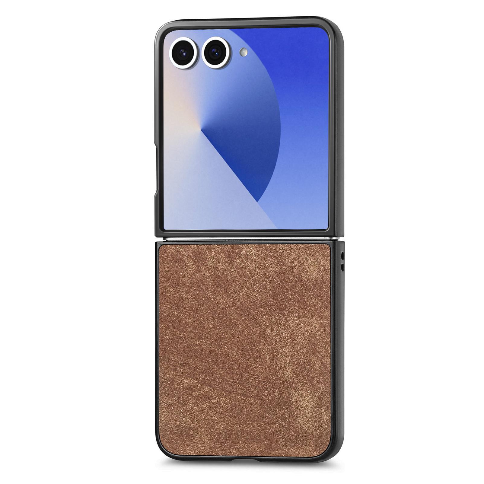 

Для Samsung Galaxy Z Flip7 5G Чехол Противоударный Тонкий Ретро Кожаный Чехол-накладка на заднюю панель телефона Brown