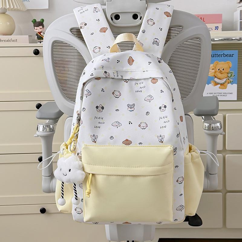 Schoolbag Korean Version Ins Cute Casual Backpack Large Capacity Cute Graffiti Junior High School Schoolbag Female Sweet Versatile Backpack