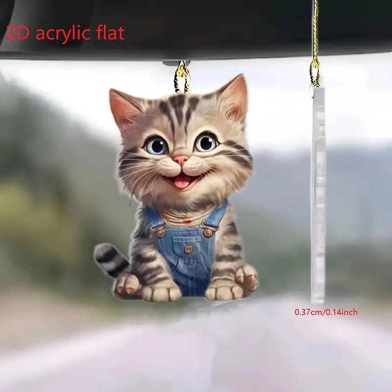 Delightful Cat Acrylic Car Decor Charming Backpack Ornament For A Playful Home Ambiance