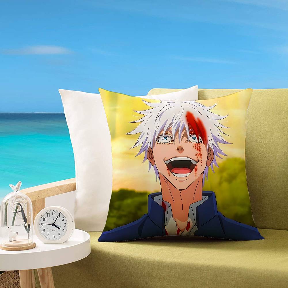 Cartoon G-Gojo Satoru Pillow Case Cushion Cover Soft Cute Throw Pillow Case For Car Sofa Pillowcase Polyester With Zipper