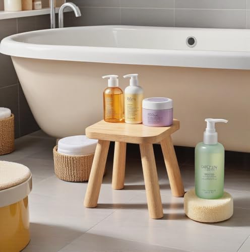 Pinyunxuan Small Wooden Chair, Children's Chair, Sensory Desk with Hand-Held Non-Slip Handle, Portable Square Bathroom Furniture Decoration, Size: 24c