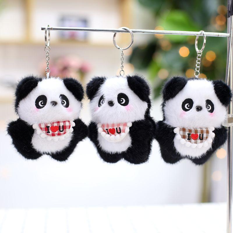 Niedliche Latzhose Plüschtiere Nationales Schatz Großer Panda Puppe Tasche Hängende Dekoration Schlüsselanhänger Puppe