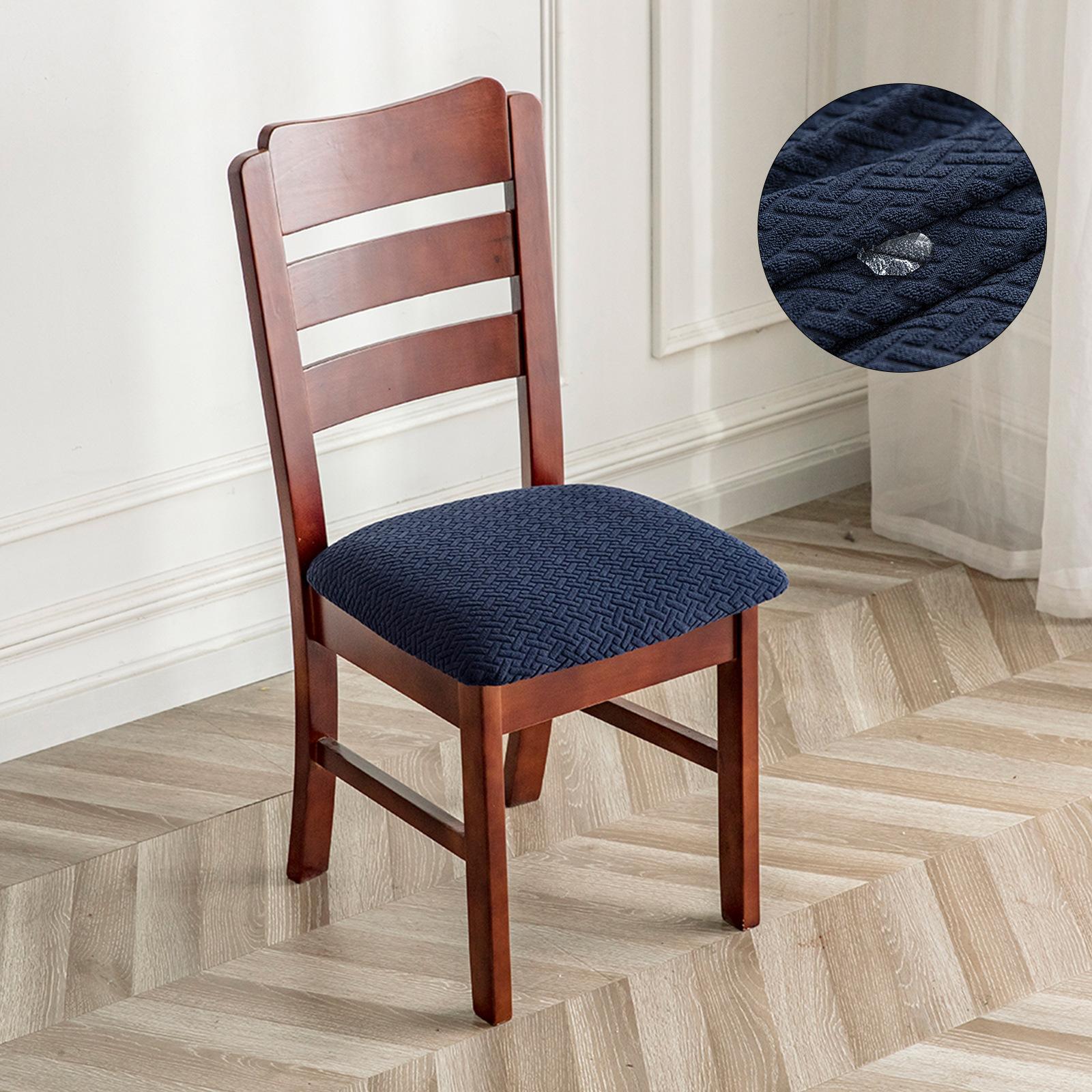 

Новый настоящий водонепроницаемый чехол на стул, эластичные чехлы на стулья для столовой, дешевые моющиеся жаккардовые чехлы на стул для дома, отеля, кухни 1PCS темно-синий