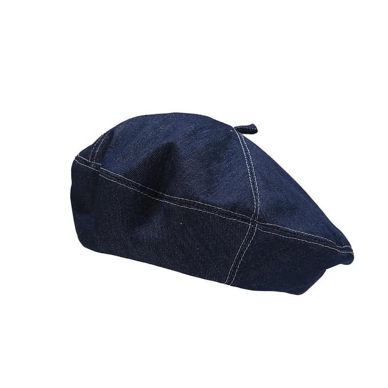 2025 Beret Hat Denim Newsboy Cap French Style Painter Hat Solid Color Casual Artistic Japanese Minimalist Urban Street Fashion