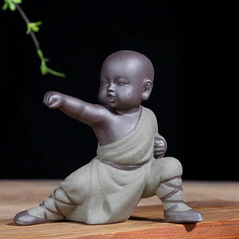Chinese Style Decoration Decoration Kung Fu Little Monk Furnishings Living Room Study Tea Desktop Crafts Sand Pottery Tea Pet