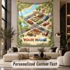 Construction Vehicles (19) Theme Custom Tapestry Personalized Custom Name Text Wall Hanging Tapestry Home Decor Background Cloth