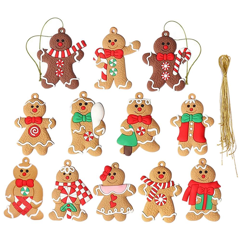 

Creative Gingerbread Man Hanging Pendant Soft Pvc Gingerbread Man Hanging Ornaments Reusable Lightweight for Home New Year Decor