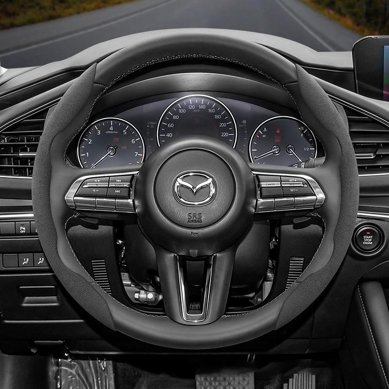 Suede Steering Wheel Cover Fits 3 CX5 6 2 CX30 6GH 3BK 3BK June 3BM 3BL CX-5 CX7 CX50 6GJ BT50 3SPORT 3SPORT CX60 EZ6 323 MX5ND