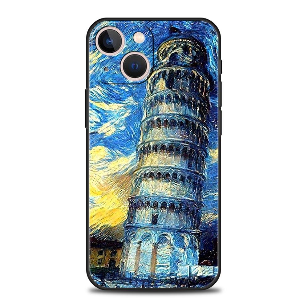 

Starry night van gogh Luxury Phone Case For iPhone 15 16 14 13 12 mini 11 Pro Max XS X XR 7 8 Plus Soft Silicone Black Cover iPhone 13