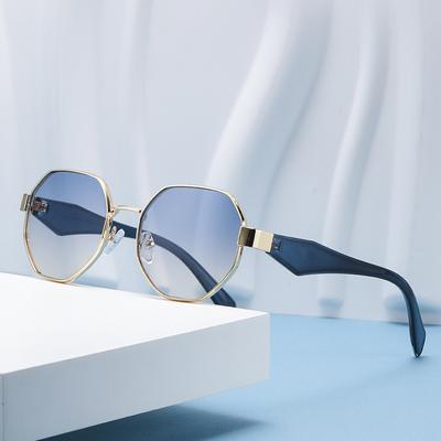 Nuevas gafas de sol retro para mujer, gafas de sol con marco de metal poligonal a la moda para hombre, gafas de sol decorativas de diseñador de marca de lujo Uv400