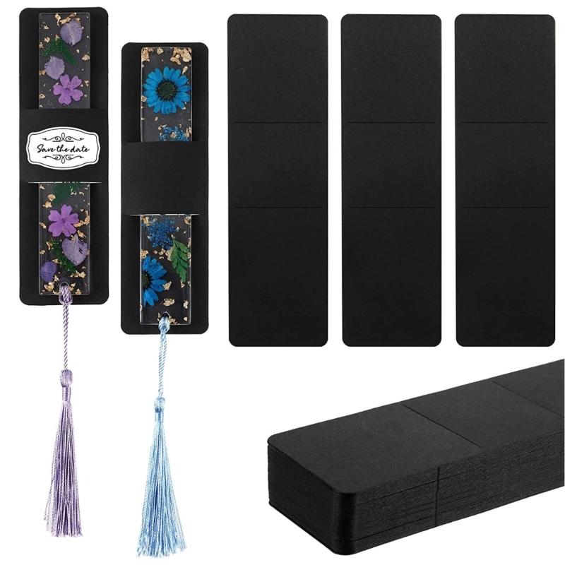 50Pcs Kraft Bookmark Sleeves Bookmark Holder Resin Bookmarks Blank Display Cards for Small Business Packaging Supplies