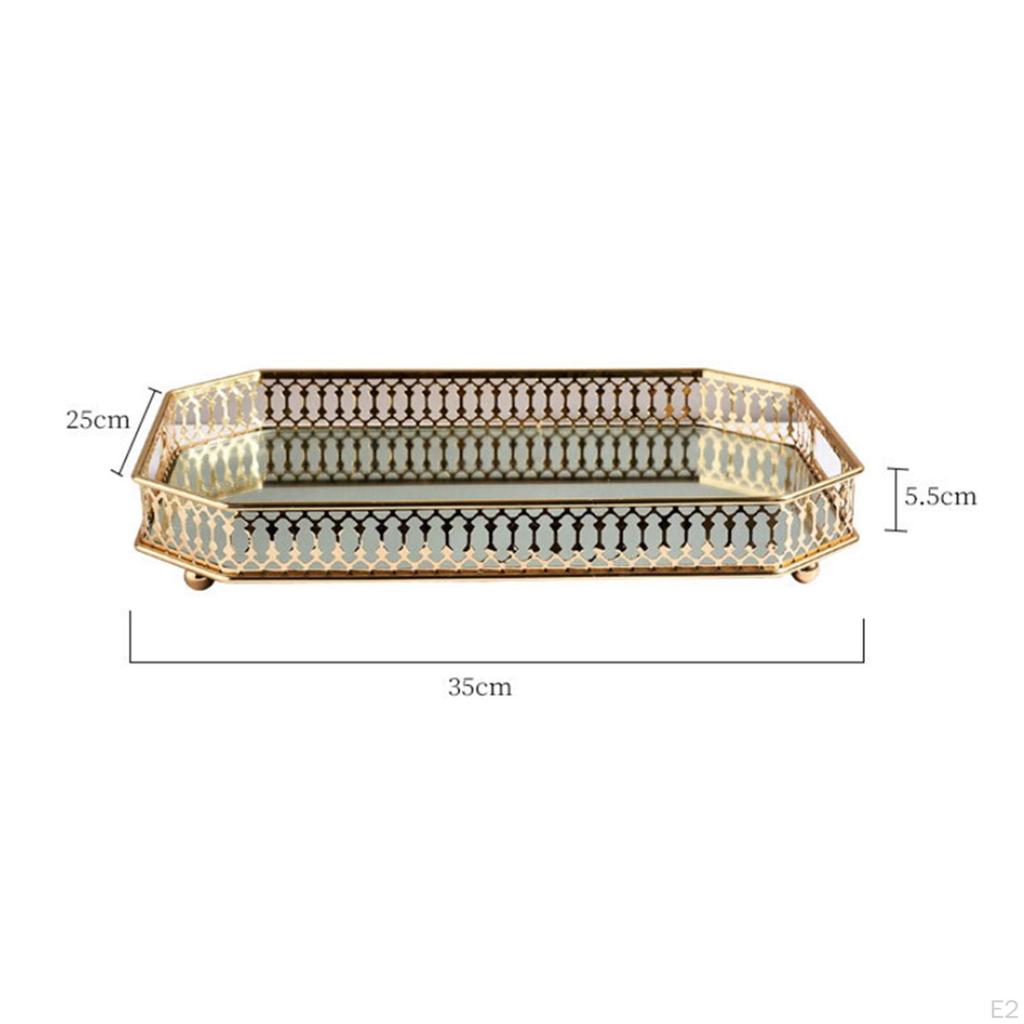 Baza decorativă cu oglindă pentru servire/dresing dreptunghiulară din metal