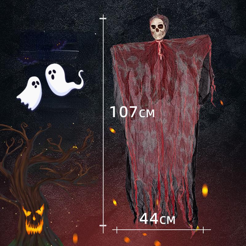 1 Pcs Hanging Halloween Ghost Pendant Terrifying Skull Head Decoration Prop Suitable For Balconies And Courtyards
