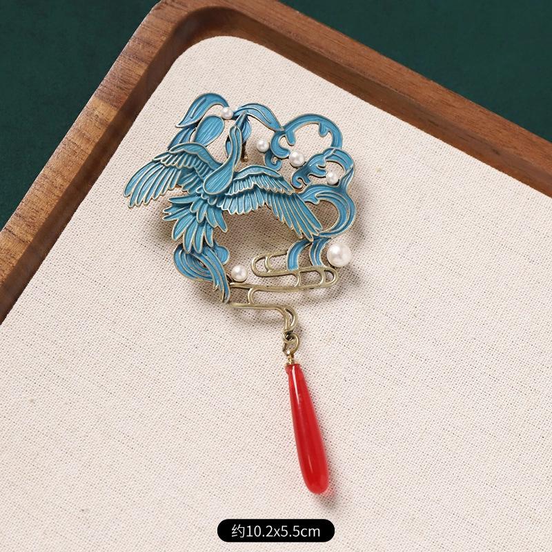 Chinese imitation burnt blue point green brooch women's retro temperament pin classical cheongsam placket corsage accessories
