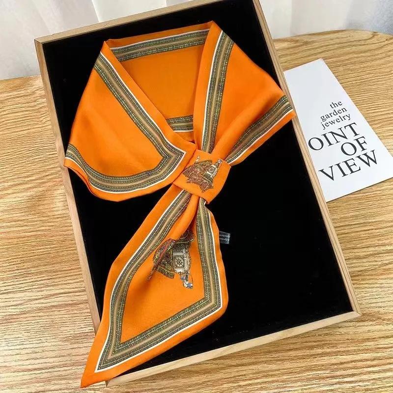 Luxury Brand Skinny Neckerchief Scarf For Women Satin Silk Ribbons Bandana Ladies Neck Tie Wrist Wrap Shawl Echarpe